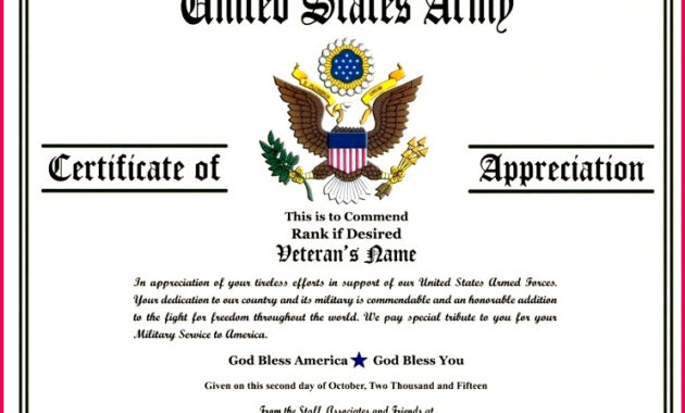 7 Department Of The Army Certificate Of Achievement Regarding Printable Army Certificate Of Appreciation Template