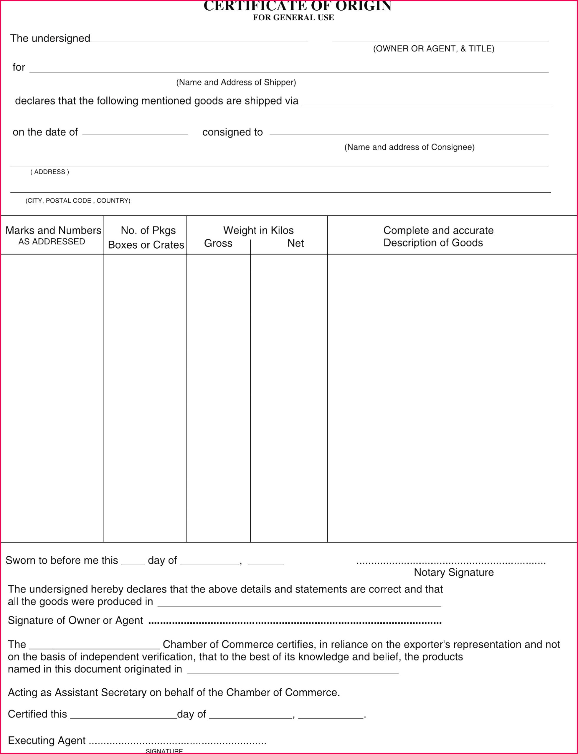7 Nafta Certificate Of Origin Template Usa 66318 With Free Certificate Of Origin Form Template