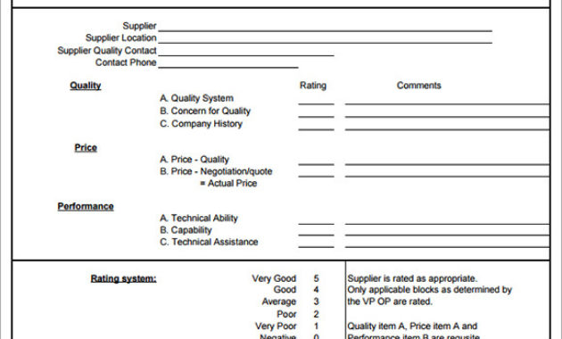 7 Sample Vendor Evaluations Sample Templates Within Free Cost Evaluation Template