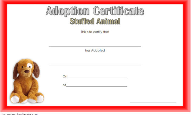 7 Stuffed Animal Adoption Certificate Editable Templates Inside Cat Adoption Certificate Templates