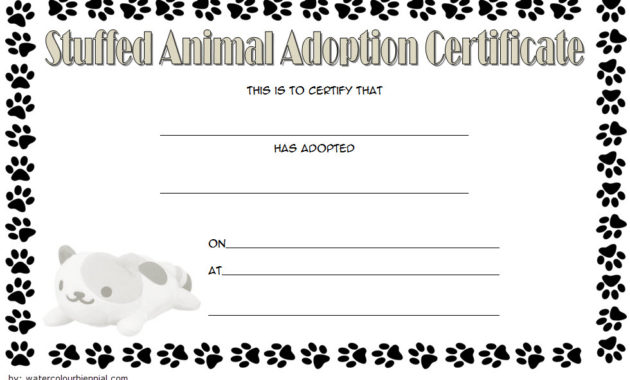 7 Stuffed Animal Adoption Certificate Editable Templates With Stuffed Animal Birth Certificate Template 7 Ideas