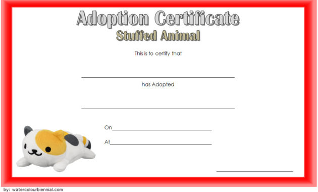 7 Stuffed Animal Adoption Certificate Editable Templates Within Amazing Cat Adoption Certificate Template