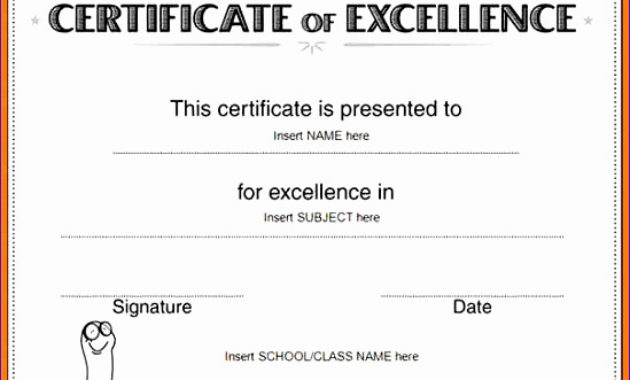 8 Award Of Excellence Certificate Template Excel For Best Math Certificate Template 7 Excellence Award