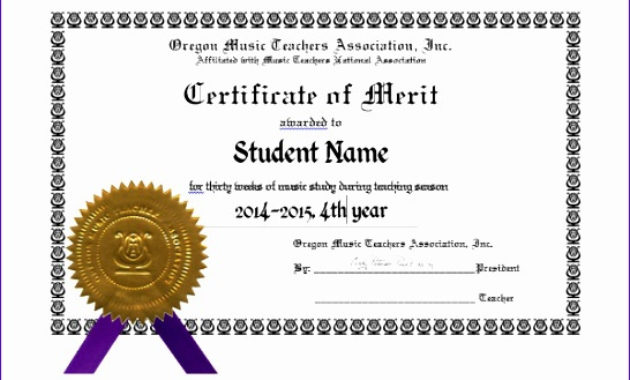 8 Award Of Excellence Certificate Template Excel With Regard To Printable Merit Certificate Templates Free 10 Award Ideas