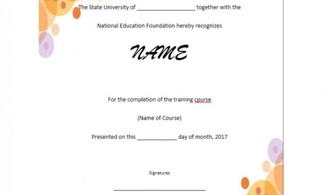 8 Free Certificate Of Completion Templates Word Excel Inside Free Certificate Of Completion Template Word