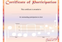 8 Free Choir Certificate Of Participation Templates Pdf With Printable Certificate Of Participation Template Doc 10 Ideas
