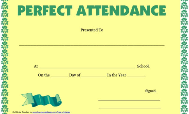 8 Free Sample Attendance Certificate Templates Printable Throughout Amazing Perfect Attendance Certificate Template Free