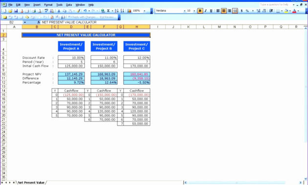 8 Npv Calculator Excel Template Excel Templates Excel With Net Present Value Excel Template