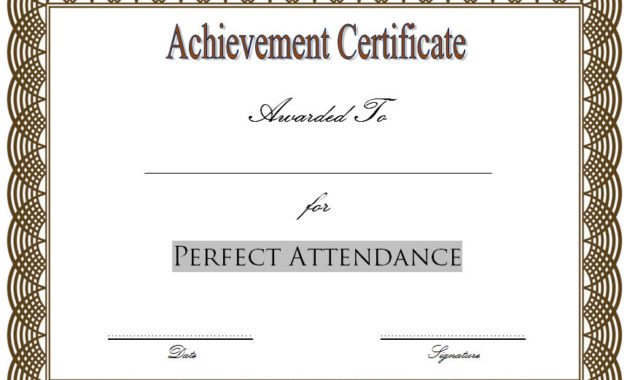 8 Printable Perfect Attendance Certificate Template Designs Pertaining To Best Attendance Certificate Template Word