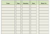 8 Sample Printable Phone Log Templates Sample Templates With Regard To Amazing Call Back Log Template