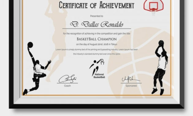 8 Sports Certificate Templates Free Sample Example Pertaining To Awesome Download 7 Basketball Participation Certificate Editable Templates