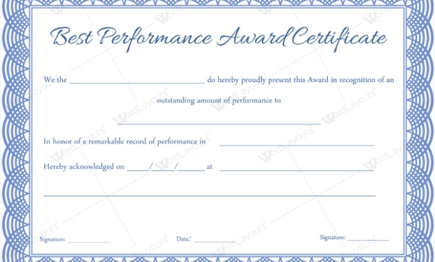 89 Elegant Award Certificates For Business And School Events Intended For Best Performance Certificate Template