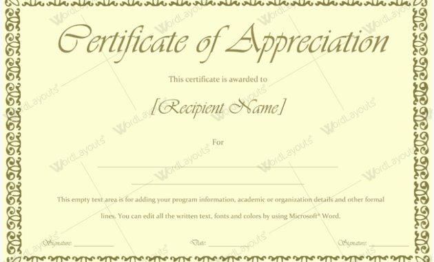 89 Elegant Award Certificates For Business And School Events With Certificate Of Recognition Word Template