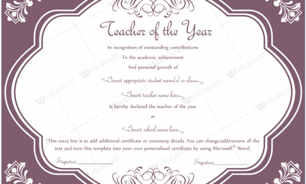 89 Elegant Award Certificates For Business And School Events Within Amazing Best Teacher Certificate