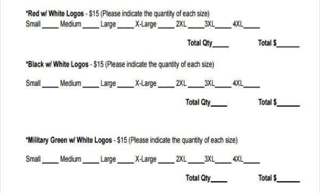 9 Clothing Order Forms Free Samples Examples Format In Business Plan Template For Clothing Line