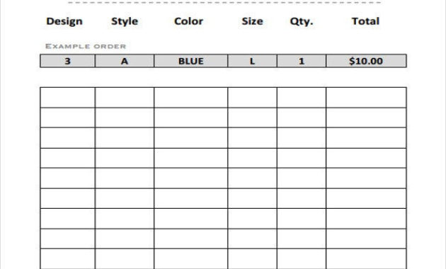 9 Clothing Order Forms Free Samples Examples Format Pertaining To Business Plan Template For Clothing Line