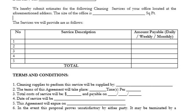 9 Free Sample Cleaning Quotation Templates Printable Samples Pertaining To Amazing Janitorial Proposal Template