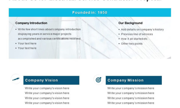 About Us For Electrical Service Contractor Proposal Ppt In Best Electrical Proposal Template