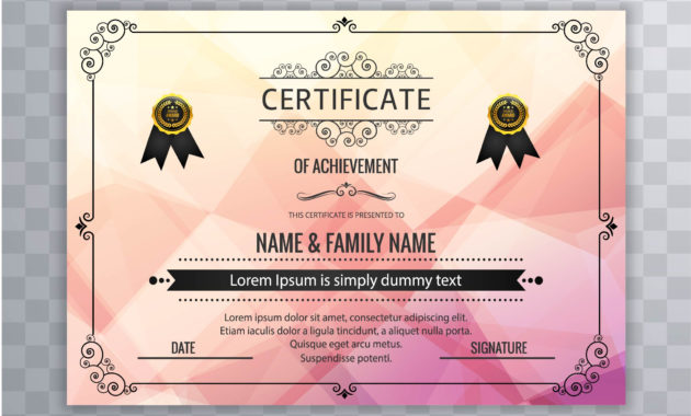 Abstract Beautiful Certificate Template Design Vector In Amazing Design A Certificate Template
