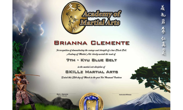 Academy Of Martial Arts Lower Rank Certificate Martial For Awesome Martial Arts Certificate Templates