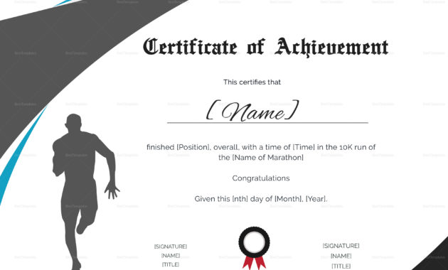 Achievement Certificate For Running Template In Psd Word With 5K Race Certificate Templates