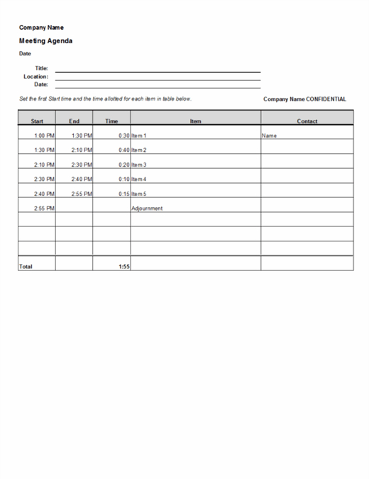 Adjustable Meeting Agenda Regarding Free Virtual Meeting Agenda Template