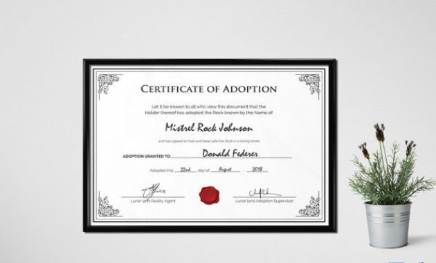 Adoption Certificate Template 19 Free Pdf Psd Format In Certificate Of Kindness Template Editable Free