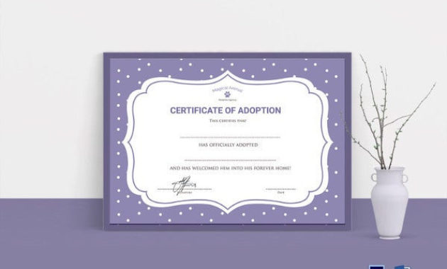 Adoption Certificate Template 19 Free Pdf Psd Format With Pet Adoption Certificate Editable Templates