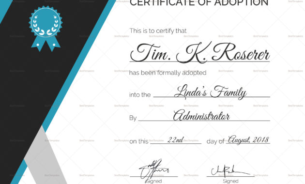 Adoption Certificate Template In Psd Word Regarding Awesome Cat Adoption Certificate Template 9 Designs