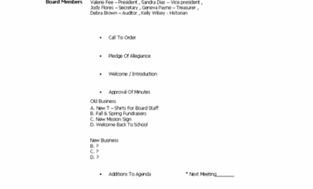 Agenda Template For Pta Microsoft Word Template Ms Inside Awesome Pta Meeting Agenda Template