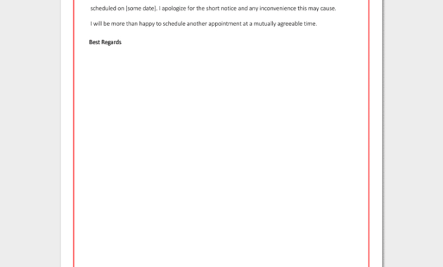 Appointment Cancellation Letter 15 Sample Letters In Awesome Reschedule Meeting Email Template