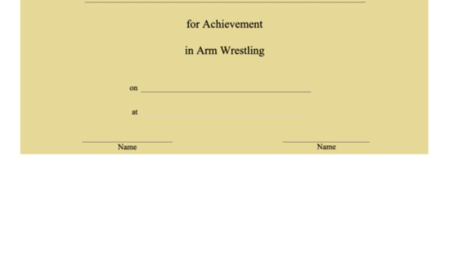 Arm Wrestling Achievement Certificate Template Printable Regarding Free Walking Certificate Templates