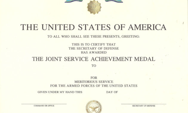 Army Achievement Medal Certificate Template Emetonlineblog With Free Army Certificate Of Achievement Template