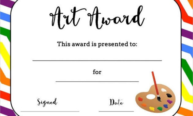 Art Award Certificate 15 Psd Pdf Word Ai Indesign For Children'S Certificate Template