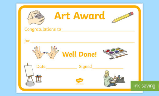 Art Award Certificate Template Primary Classes Regarding Amazing Free Art Award Certificate Templates Editable