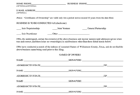 Assumed Name Certificate Of Ownership For Unincorporated Throughout Ownership Certificate Template