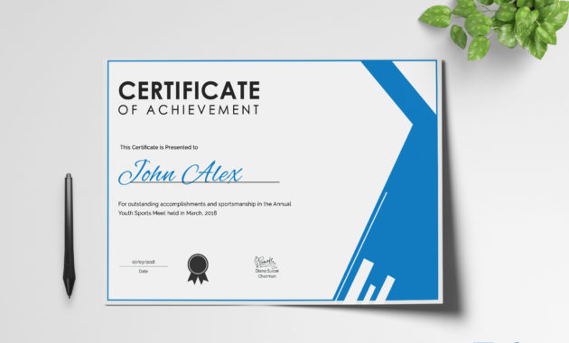 Athletic Achievement Certificate Design Template In Psd Word For Tennis Achievement Certificate Template