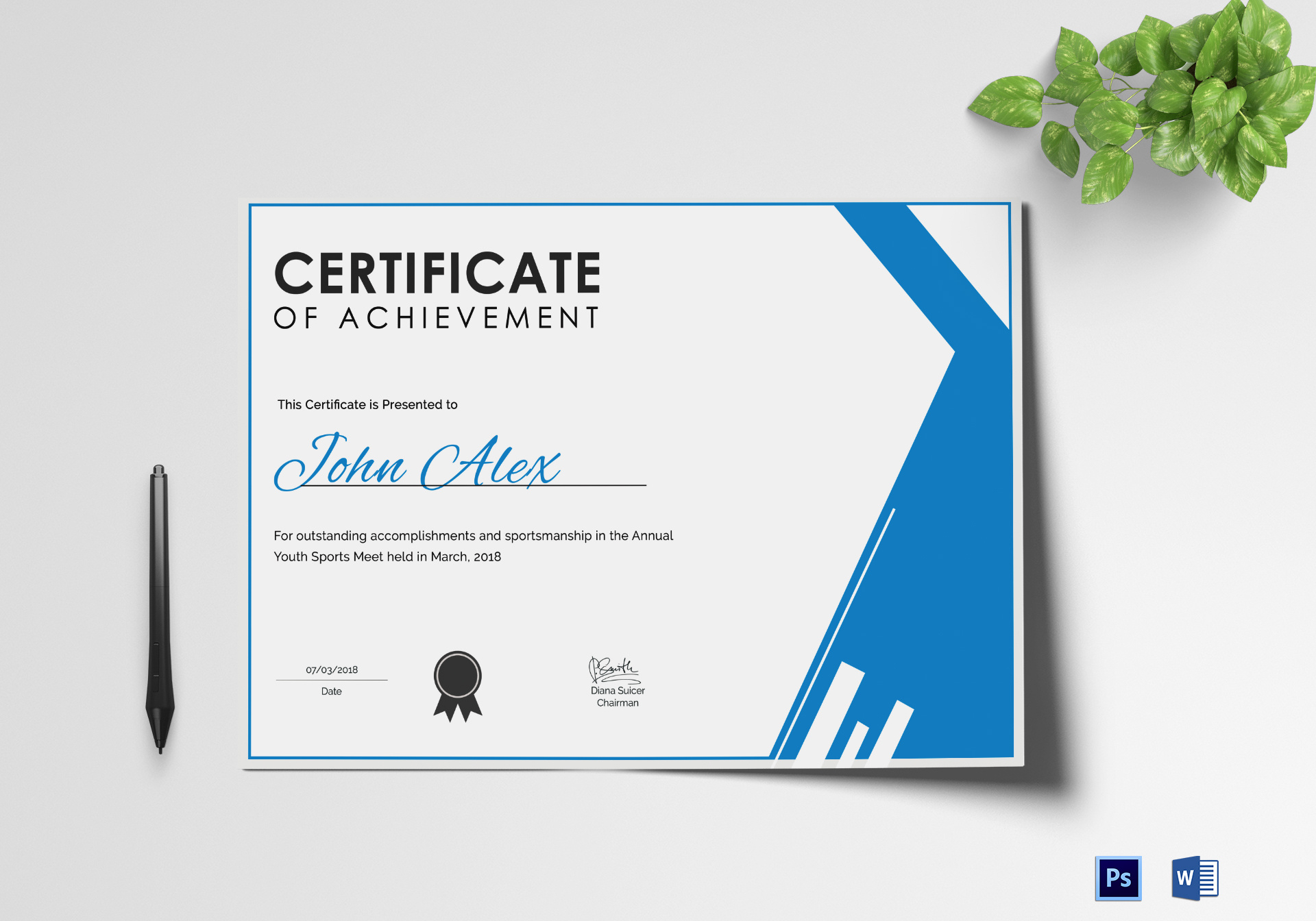 Athletic Achievement Certificate Design Template In Psd Word For Tennis Achievement Certificate Template