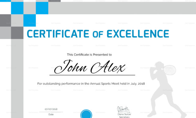 Athletic Excellence Certificate Design Template In Psd Word With Athletic Certificate Template