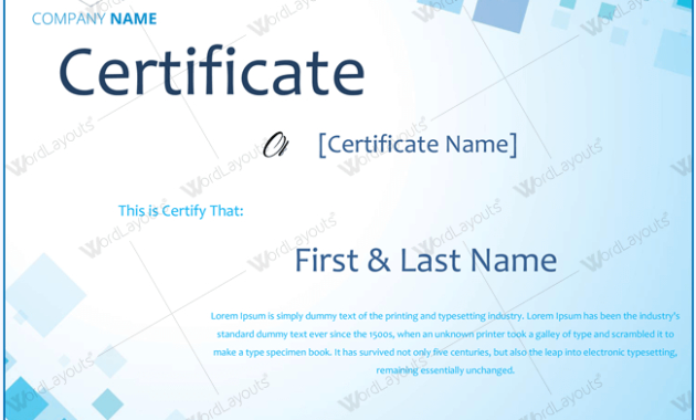 Award Certificate 3D Blue Design Word Layouts Regarding Honor Certificate Template Word 7 Designs Free