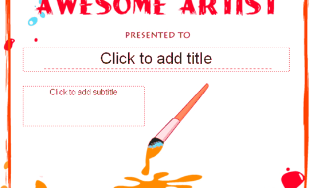 Awesome Artist Award Certificate Free Certificate Regarding Awesome Art Award Certificate Template