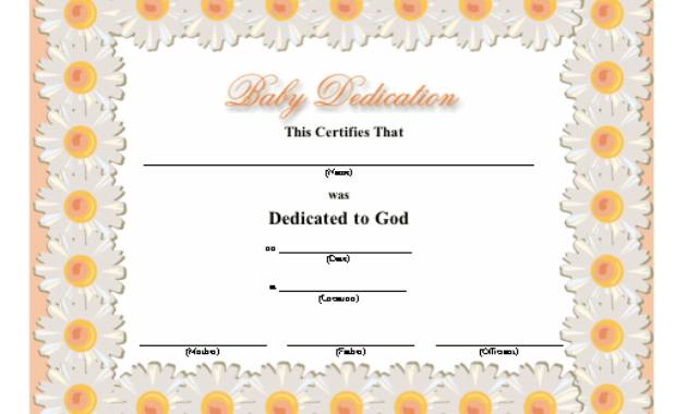 Baby Dedication Certificate Printable Certificate With Regard To Amazing Free Printable Baby Dedication Certificate Templates