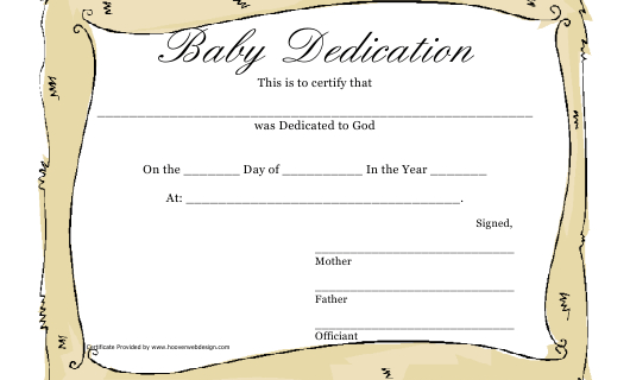 Baby Dedication Certificate Template Download Printable With Free Printable Baby Dedication Certificate Templates