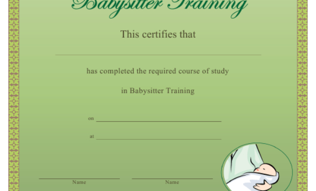Babysitter Training Certificate Template Download Throughout Babysitting Certificate Template
