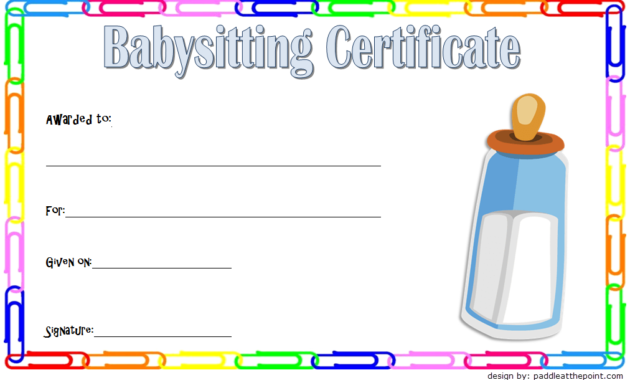Babysitting Certificate Template 8 Latest Designs In Throughout 7 Babysitting Gift Certificate Template Ideas