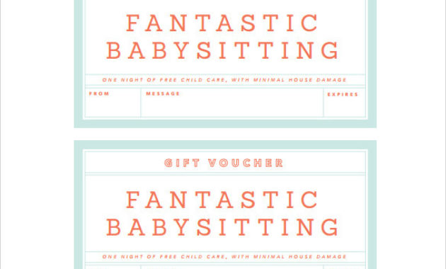 Babysitting Coupon Template In Free Printable Babysitting Gift Certificate