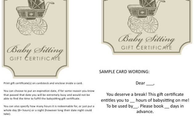 Babysitting Gift Certificate Templates Download Printable Throughout Free Printable Babysitting Gift Certificate