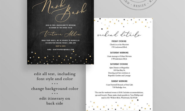 Bachelorette Party Invitation Itinerary / Agenda For Printable Bachelorette Party Agenda Template