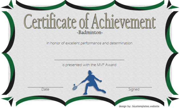 Badminton Achievement Certificate Templates 7 Greatest With Tennis Tournament Certificate Templates