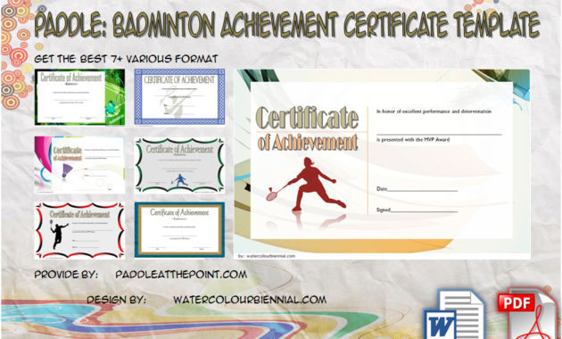 Badminton Achievement Certificates 7 Free Download Regarding Badminton Certificate Templates